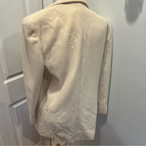 VTG Saks Fifth Avenue Overcoat Women Size 12 Cream Peacoat Wool Nylon cashmere - Picture 10 of 13
